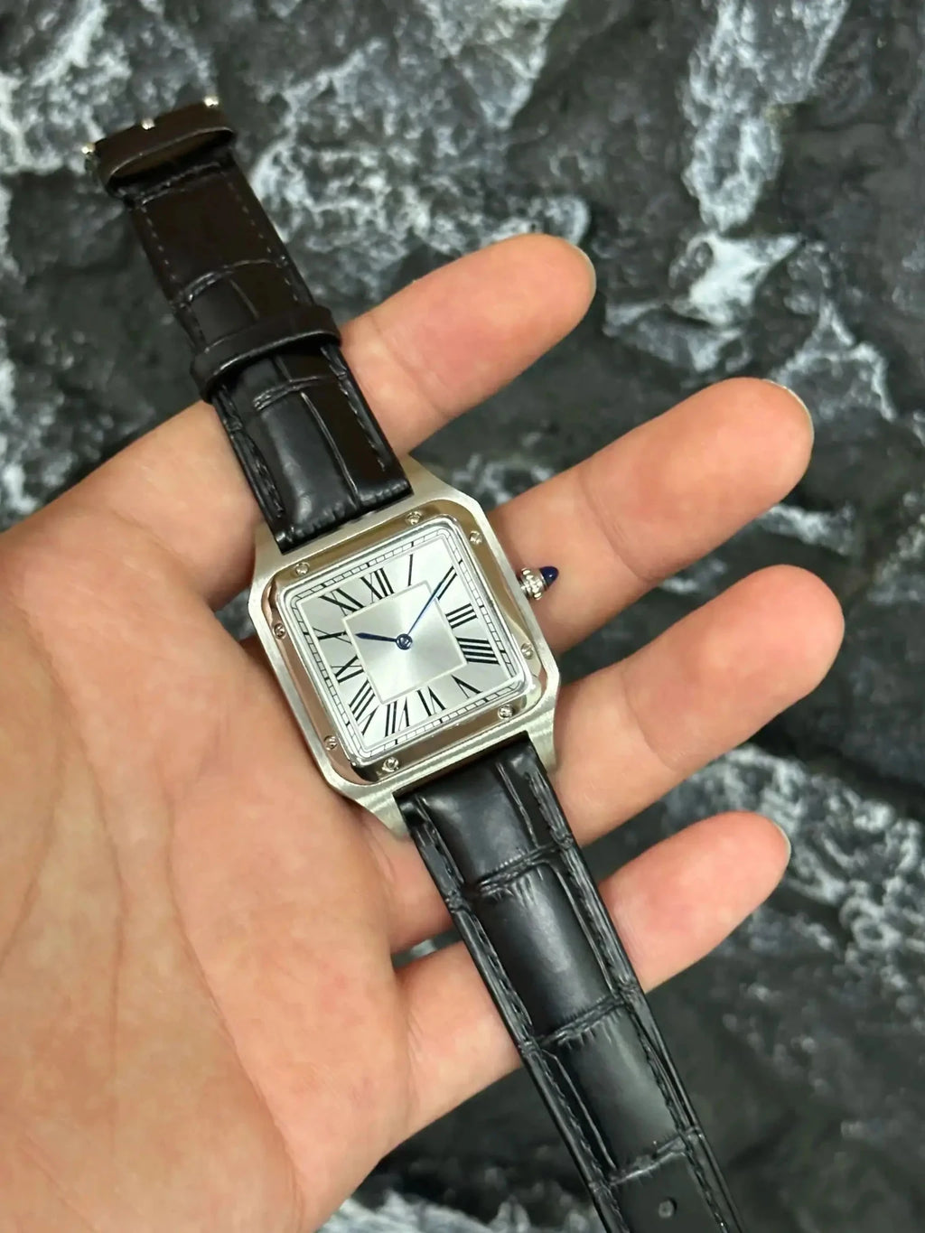 New Luxury Men's Quartz Watch Square Roman Numeral Dial Trendy Casual Business Watch Leather Strap Japanese Movement Stainless - Tara's Tiny Treasures
