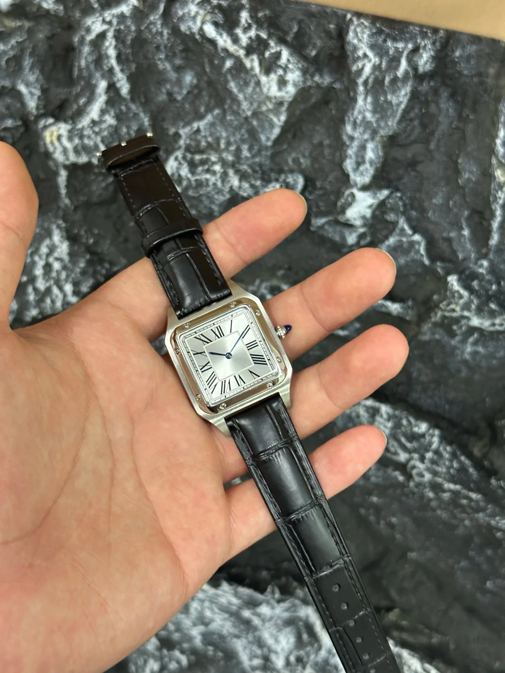 New Luxury Men's Quartz Watch Square Roman Numeral Dial Trendy Casual Business Watch Leather Strap Japanese Movement Stainless - Tara's Tiny Treasures
