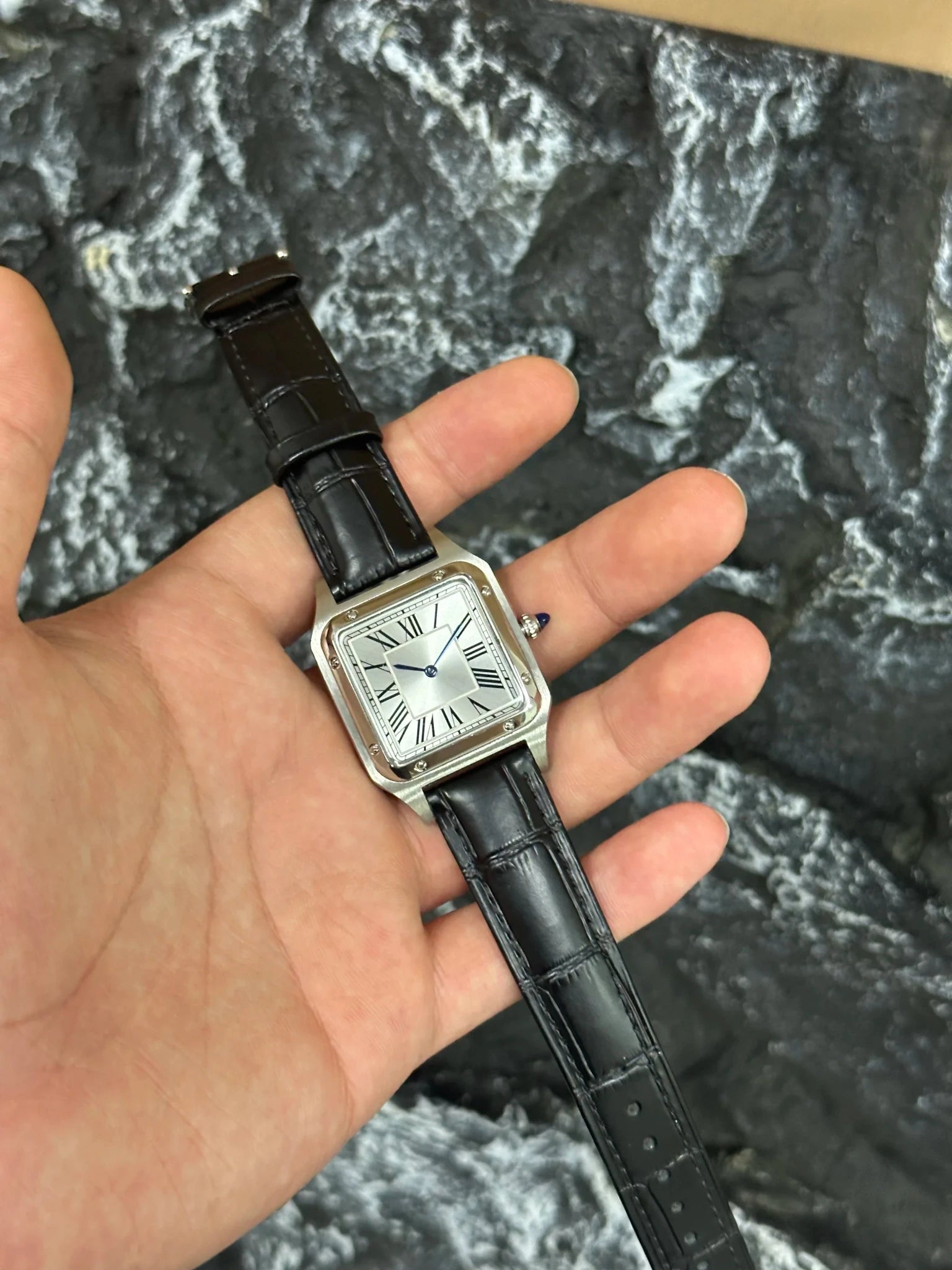 New Luxury Men's Quartz Watch Square Roman Numeral Dial Trendy Casual Business Watch Leather Strap Japanese Movement Stainless - Tara's Tiny Treasures