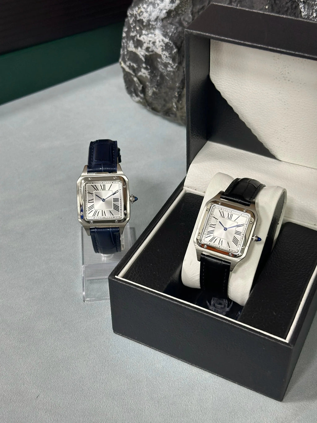 New Luxury Men's Quartz Watch Square Roman Numeral Dial Trendy Casual Business Watch Leather Strap Japanese Movement Stainless - Tara's Tiny Treasures