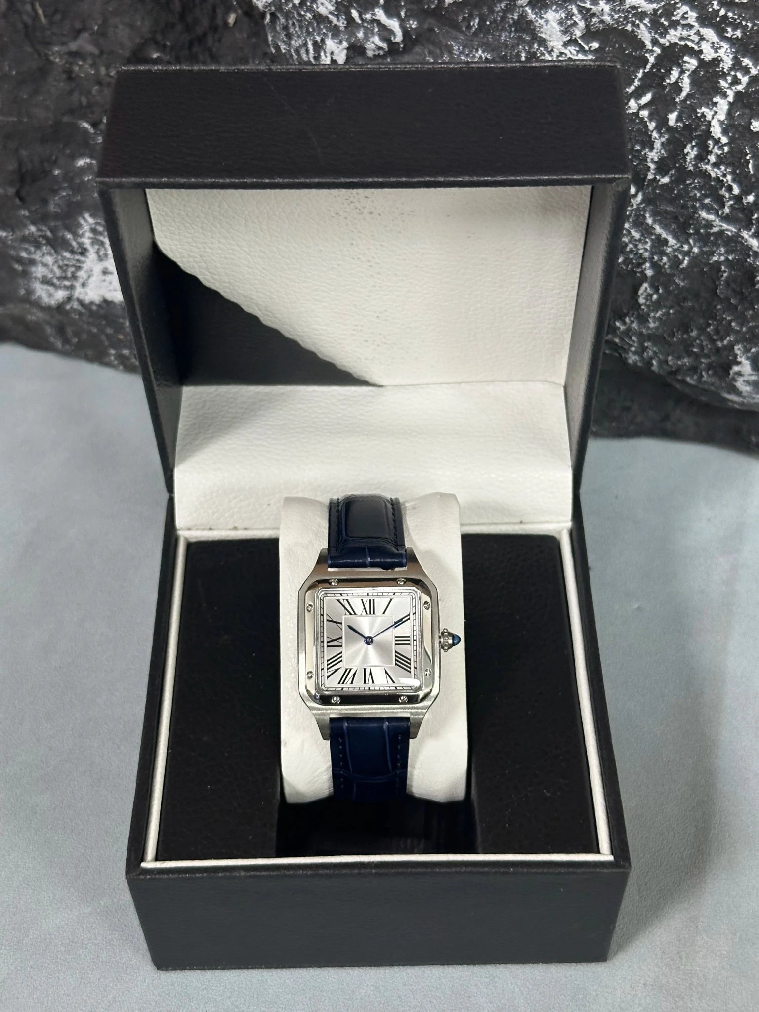 New Luxury Men's Quartz Watch Square Roman Numeral Dial Trendy Casual Business Watch Leather Strap Japanese Movement Stainless - Tara's Tiny Treasures