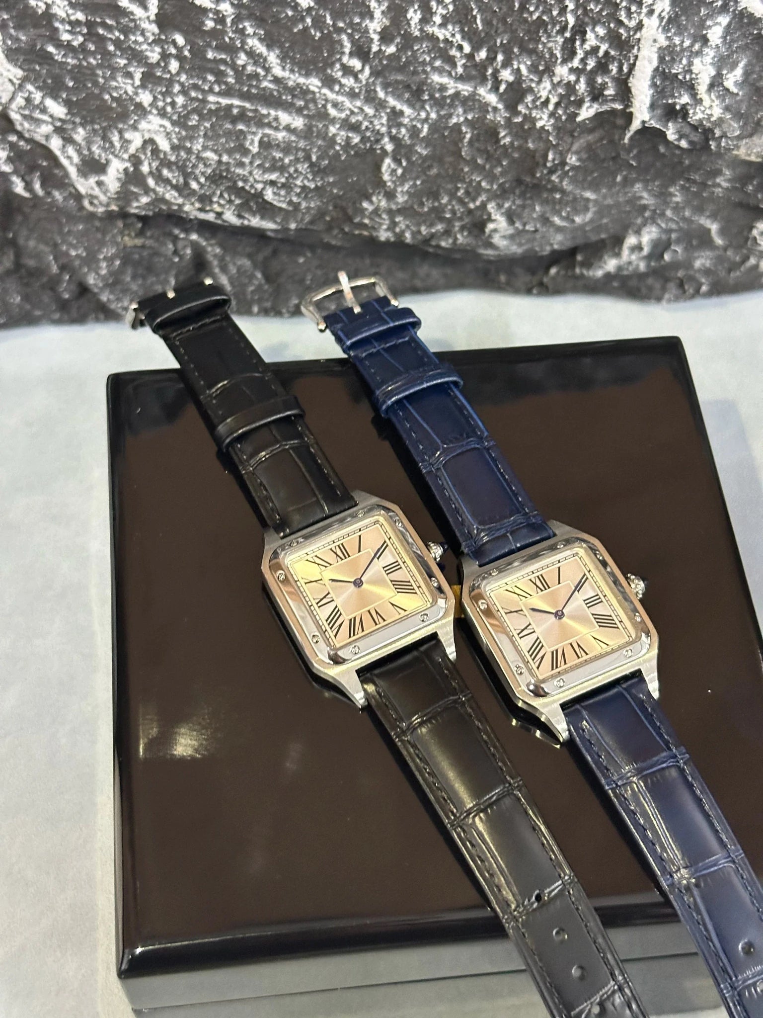 New Luxury Men's Quartz Watch Square Roman Numeral Dial Trendy Casual Business Watch Leather Strap Japanese Movement Stainless - Tara's Tiny Treasures