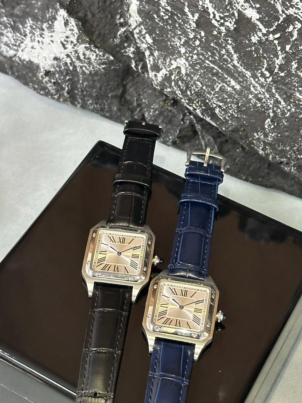 New Luxury Men's Quartz Watch Square Roman Numeral Dial Trendy Casual Business Watch Leather Strap Japanese Movement Stainless - Tara's Tiny Treasures