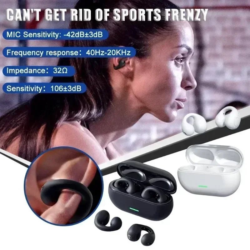 New Original T75 Bone Conduction Wireless Bluetooth 5.3 Headphones Sports Earphones HiFi Sound Quality Waterproof TWS Headset - Tara's Tiny Treasures