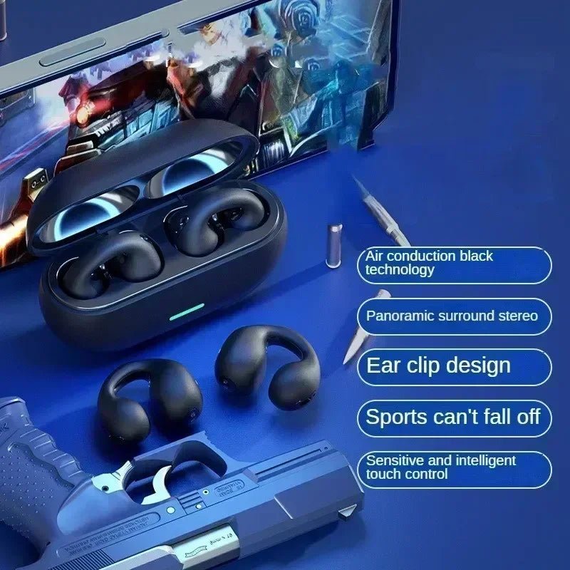 New Original T75 Bone Conduction Wireless Bluetooth 5.3 Headphones Sports Earphones HiFi Sound Quality Waterproof TWS Headset - Tara's Tiny Treasures