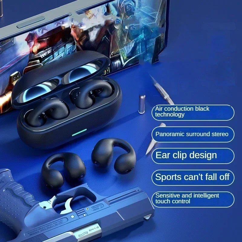 New Original T75 Bone Conduction Wireless Bluetooth 5.3 Headphones Sports Earphones HiFi Sound Quality Waterproof TWS Headset - Tara's Tiny Treasures