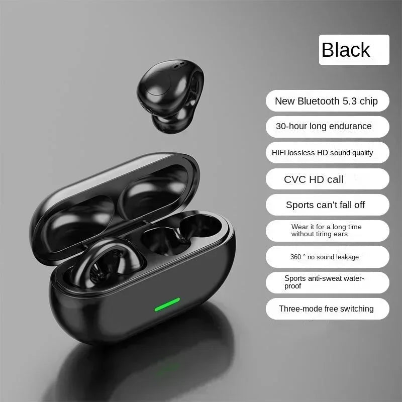 New Original T75 Bone Conduction Wireless Bluetooth 5.3 Headphones Sports Earphones HiFi Sound Quality Waterproof TWS Headset - Tara's Tiny Treasures