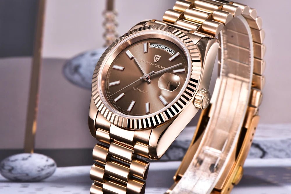 New PAGANI DESIGN DD36 Gold Luxury Automatic Mechanical Watch For Men ST16 100M Waterproof AR Sapphire Glass Wristwatch Men - Tara's Tiny Treasures