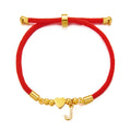 New Stainless Steel Gold Color Heart A-Z Initial Letter Bracelet Men Luck Red Rope Charm Bracelet For Women Men Jewelry Gift - Tara's Tiny Treasures