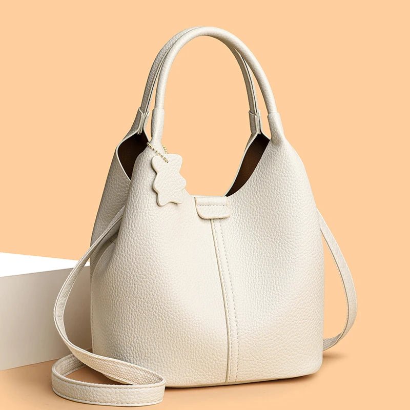 New Trendy Casual Soft PU Women's Handbags Solid Color Large Capacity Female Shoulder Bags Retro Tote Bags For Commute Shopping - Tara's Tiny Treasures