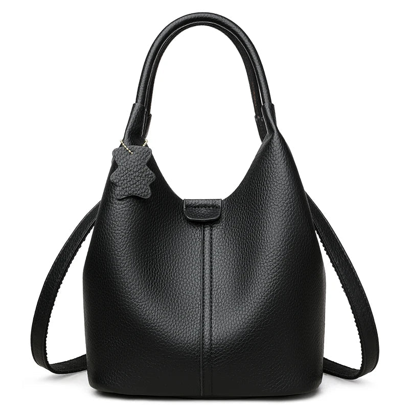 New Trendy Casual Soft PU Women's Handbags Solid Color Large Capacity Female Shoulder Bags Retro Tote Bags For Commute Shopping - Tara's Tiny Treasures