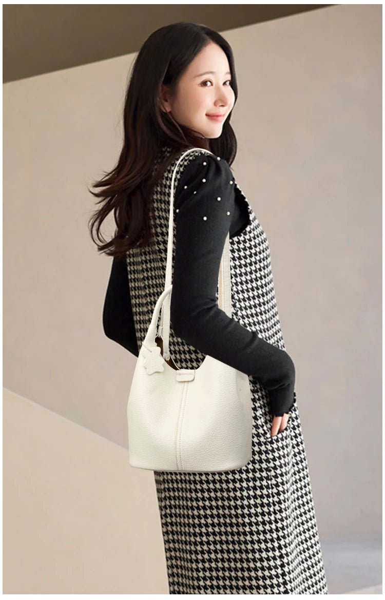 New Trendy Casual Soft PU Women's Handbags Solid Color Large Capacity Female Shoulder Bags Retro Tote Bags For Commute Shopping - Tara's Tiny Treasures