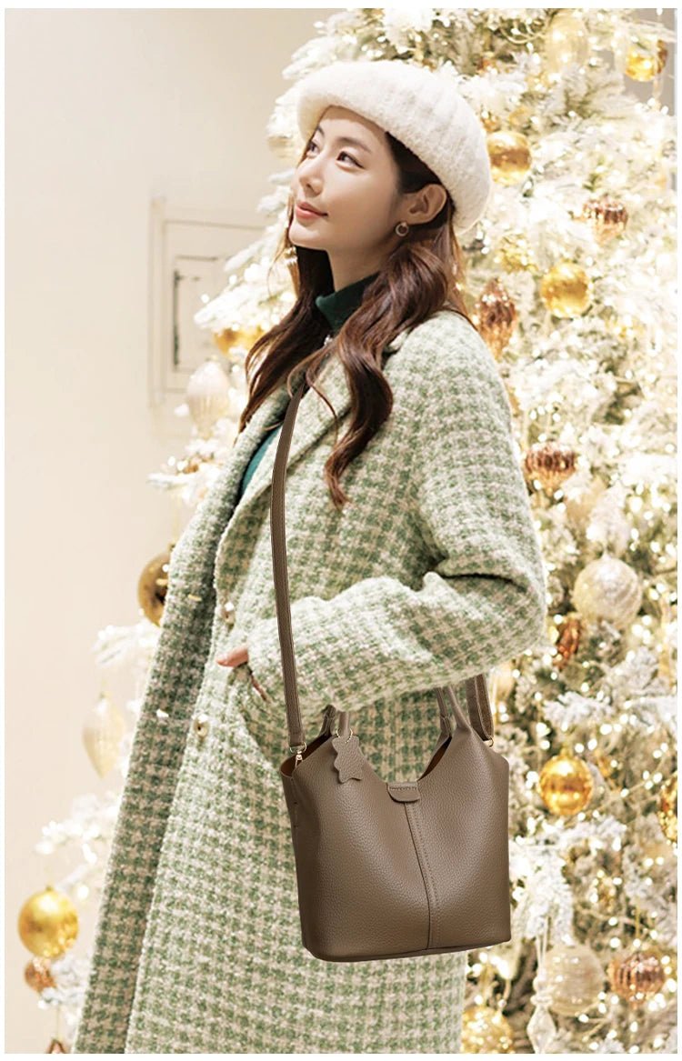 New Trendy Casual Soft PU Women's Handbags Solid Color Large Capacity Female Shoulder Bags Retro Tote Bags For Commute Shopping - Tara's Tiny Treasures
