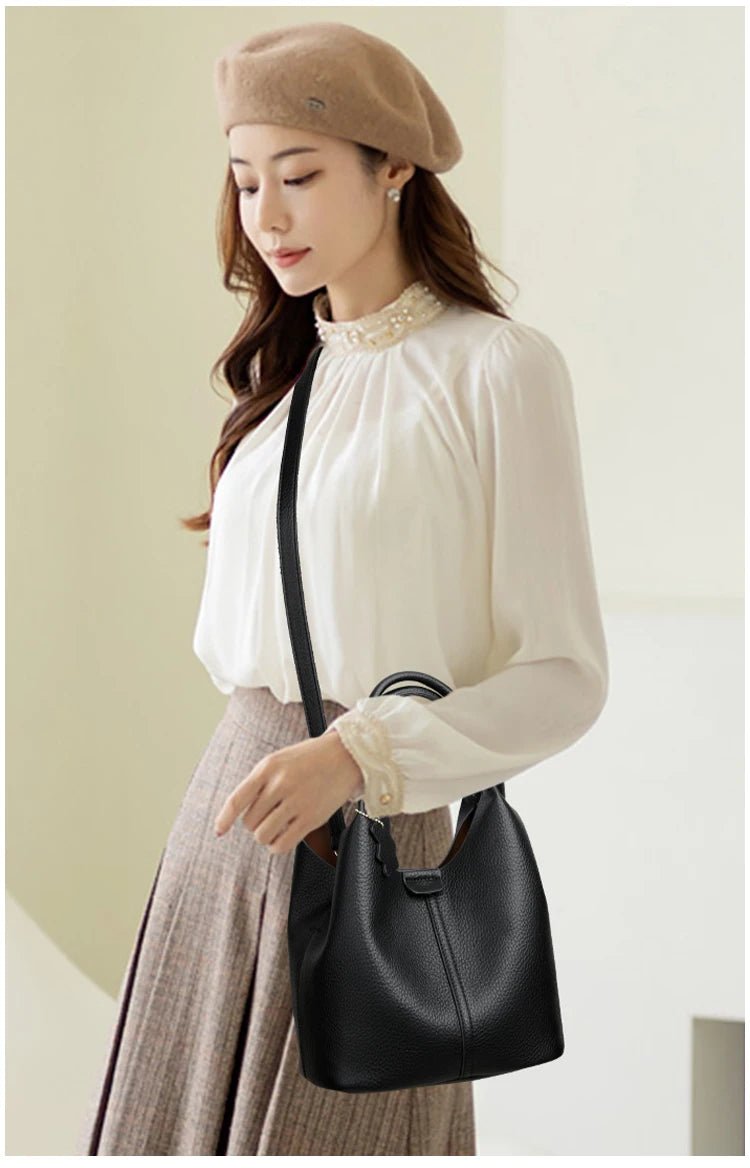 New Trendy Casual Soft PU Women's Handbags Solid Color Large Capacity Female Shoulder Bags Retro Tote Bags For Commute Shopping - Tara's Tiny Treasures