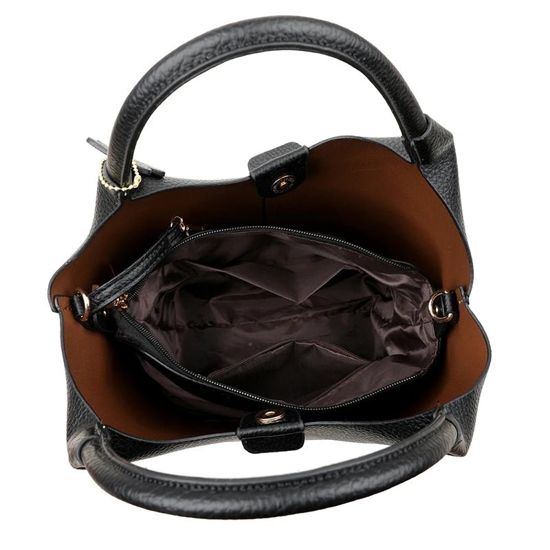 New Trendy Casual Soft PU Women's Handbags Solid Color Large Capacity Female Shoulder Bags Retro Tote Bags For Commute Shopping - Tara's Tiny Treasures