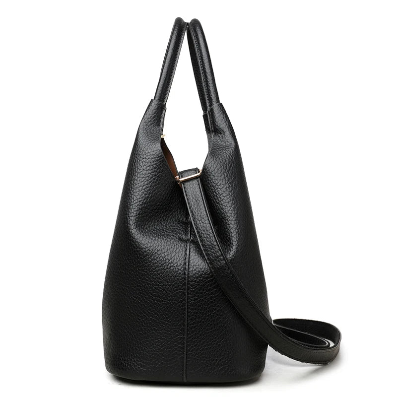 New Trendy Casual Soft PU Women's Handbags Solid Color Large Capacity Female Shoulder Bags Retro Tote Bags For Commute Shopping - Tara's Tiny Treasures