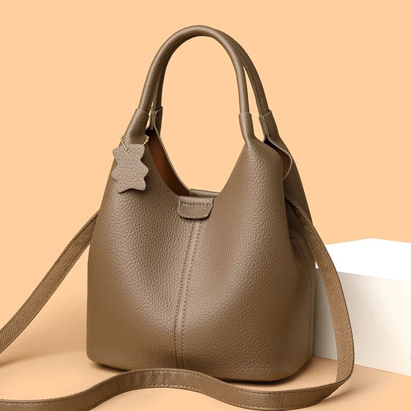 New Trendy Casual Soft PU Women's Handbags Solid Color Large Capacity Female Shoulder Bags Retro Tote Bags For Commute Shopping - Tara's Tiny Treasures