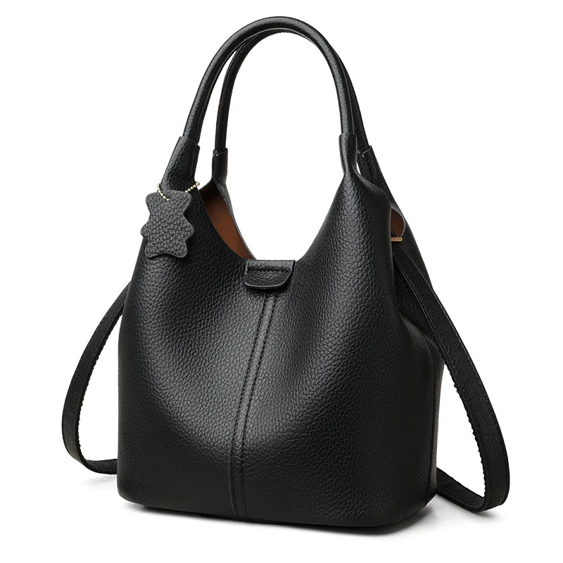New Trendy Casual Soft PU Women's Handbags Solid Color Large Capacity Female Shoulder Bags Retro Tote Bags For Commute Shopping - Tara's Tiny Treasures