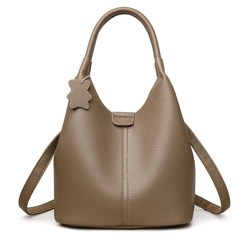 New Trendy Casual Soft PU Women's Handbags Solid Color Large Capacity Female Shoulder Bags Retro Tote Bags For Commute Shopping - Tara's Tiny Treasures