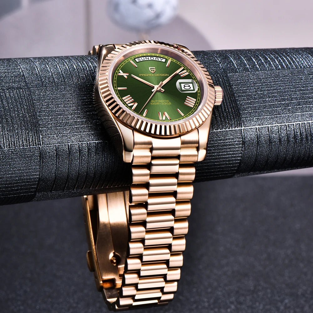 New Watch man PAGANI DESIGN D36 gold Rose Luxury automatic mechanical waterproof glass Sapphire AR stainless steel Date gift Man - Tara's Tiny Treasures