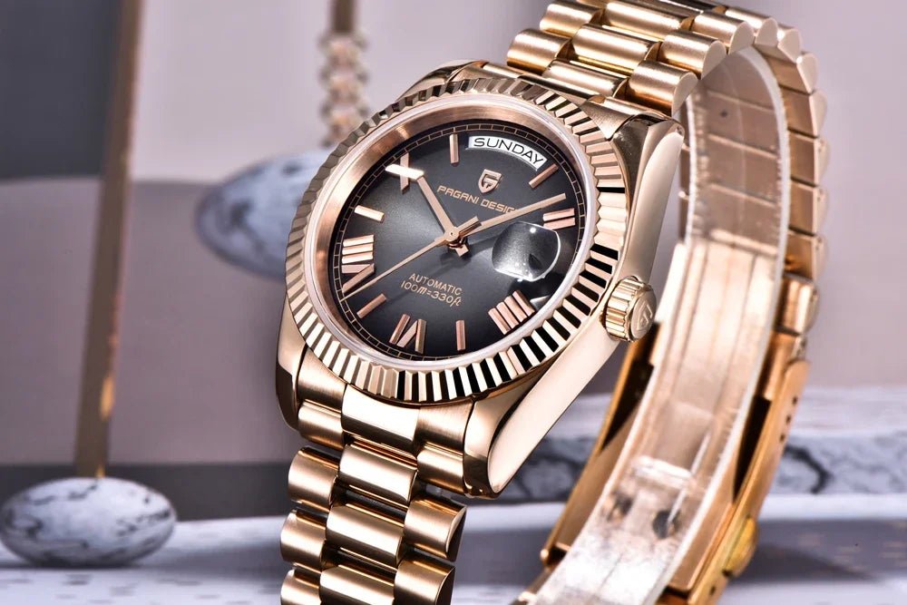 New Watch man PAGANI DESIGN D36 gold Rose Luxury automatic mechanical waterproof glass Sapphire AR stainless steel Date gift Man - Tara's Tiny Treasures