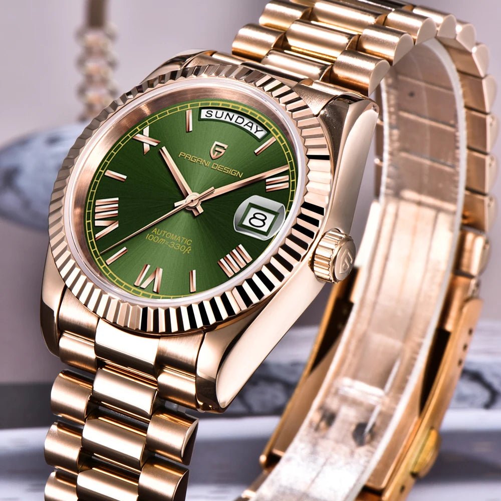New Watch man PAGANI DESIGN D36 gold Rose Luxury automatic mechanical waterproof glass Sapphire AR stainless steel Date gift Man - Tara's Tiny Treasures