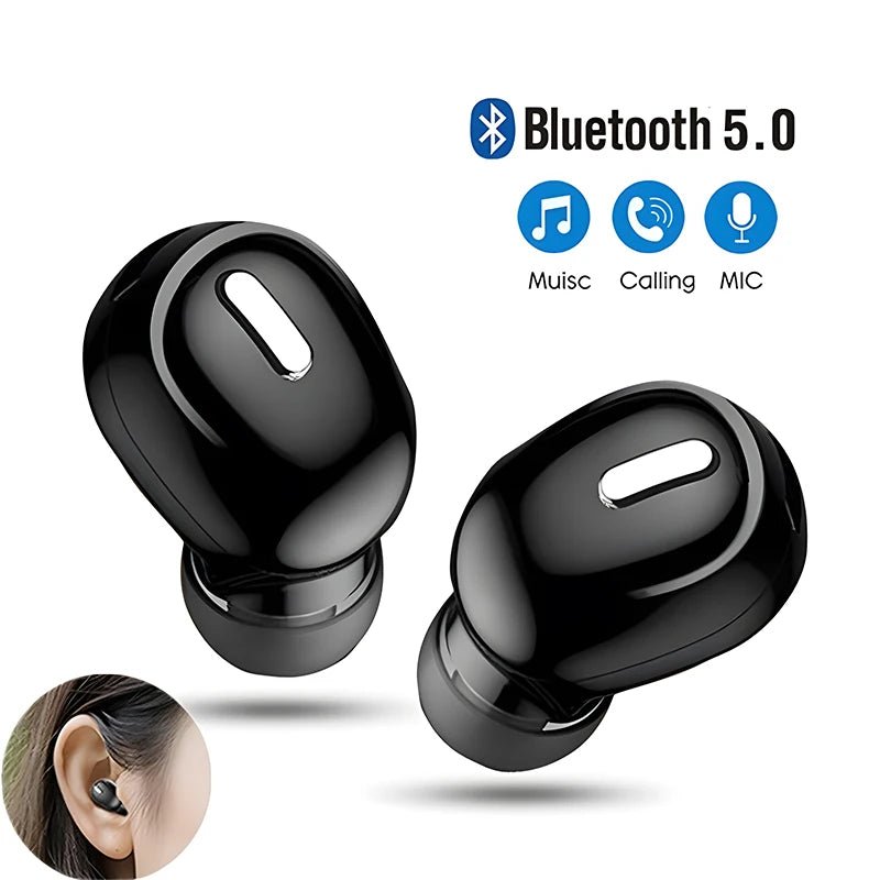 New Wireless Earphones Bluetooth 5.0 Headphones With Mic in-Ear Sports Waterproof TWS Earbuds Bluetooth Handsfree Single Headset - Tara's Tiny Treasures