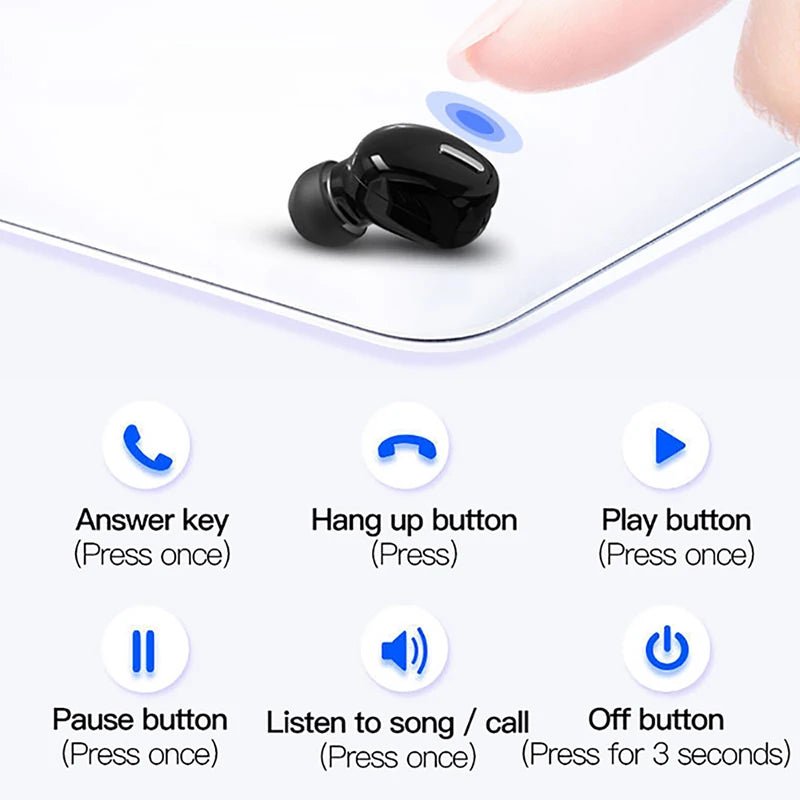 New Wireless Earphones Bluetooth 5.0 Headphones With Mic in-Ear Sports Waterproof TWS Earbuds Bluetooth Handsfree Single Headset - Tara's Tiny Treasures