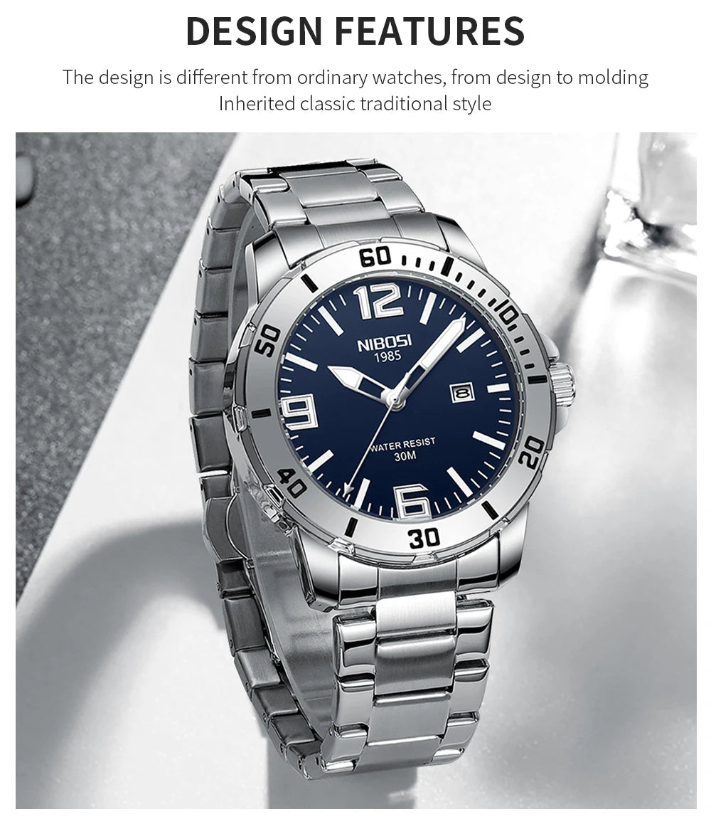 NIBOSI Brand Watch Men Luxury Brand Business Luminous Waterproof Male Clock Calendar Man Quartz Wristwatches Relogio Masculino - Tara's Tiny Treasures