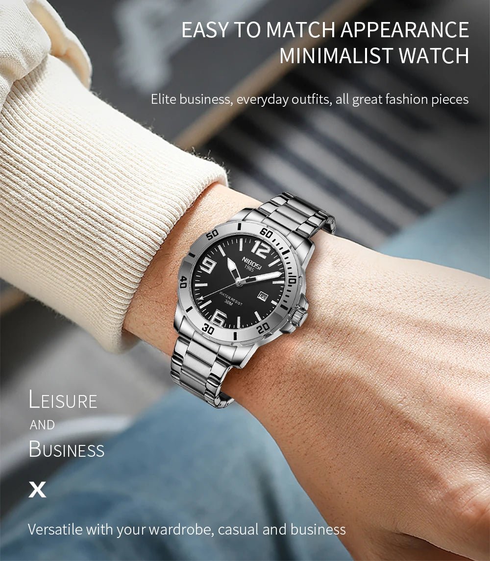 NIBOSI Brand Watch Men Luxury Brand Business Luminous Waterproof Male Clock Calendar Man Quartz Wristwatches Relogio Masculino - Tara's Tiny Treasures