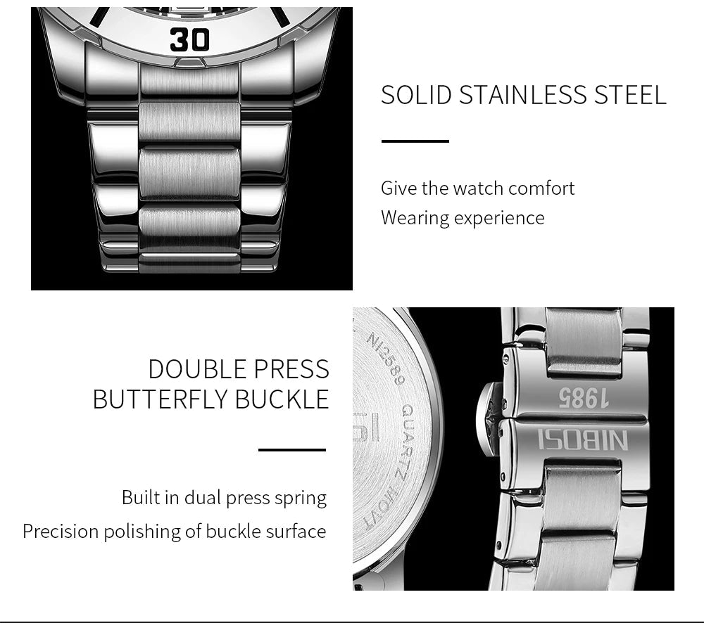 NIBOSI Brand Watch Men Luxury Brand Business Luminous Waterproof Male Clock Calendar Man Quartz Wristwatches Relogio Masculino - Tara's Tiny Treasures