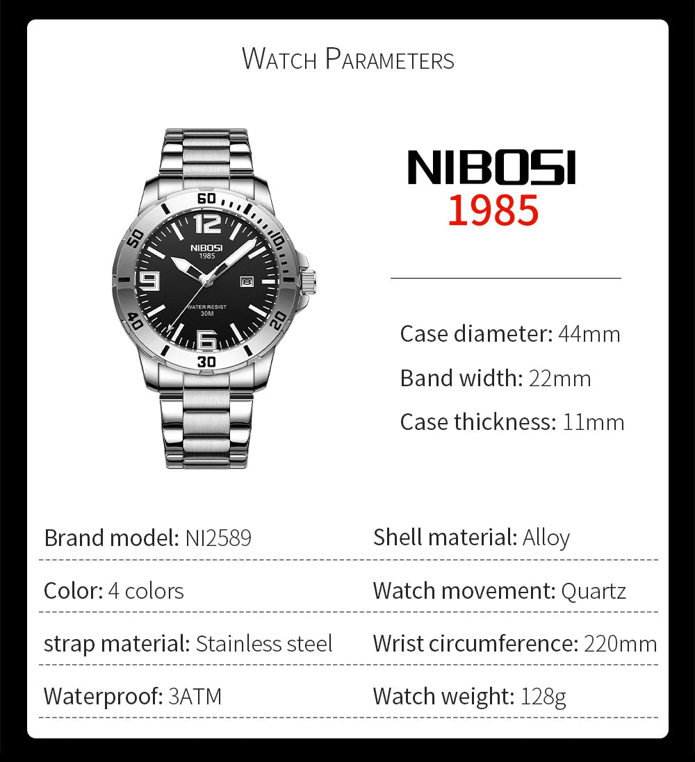 NIBOSI Brand Watch Men Luxury Brand Business Luminous Waterproof Male Clock Calendar Man Quartz Wristwatches Relogio Masculino - Tara's Tiny Treasures
