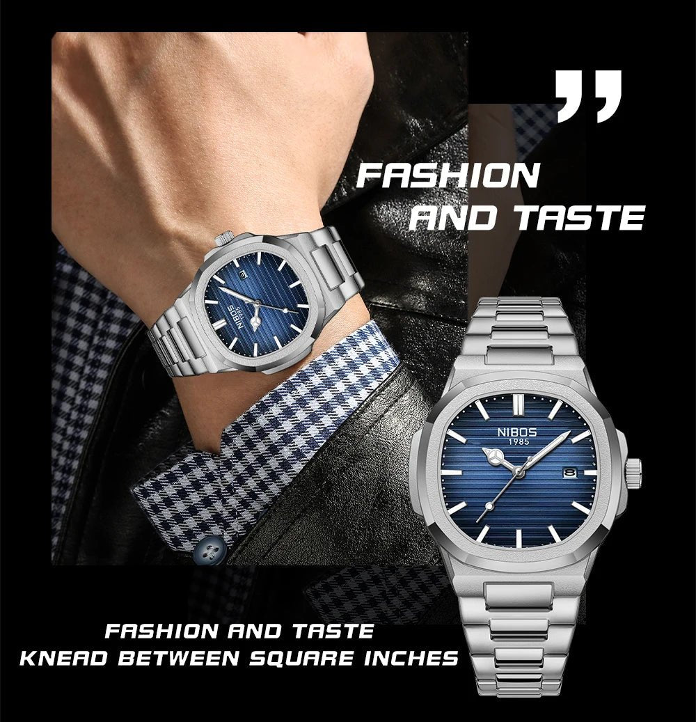 NIBOSI Top Brand Luxury Mens Watches Stainless Steel Quartz Watches For Men Waterproof Sport Watch Men Relogio Masculino - Tara's Tiny Treasures