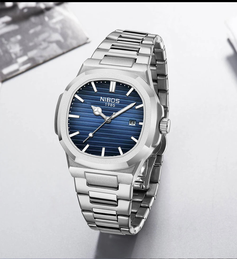 NIBOSI Top Brand Luxury Mens Watches Stainless Steel Quartz Watches For Men Waterproof Sport Watch Men Relogio Masculino - Tara's Tiny Treasures