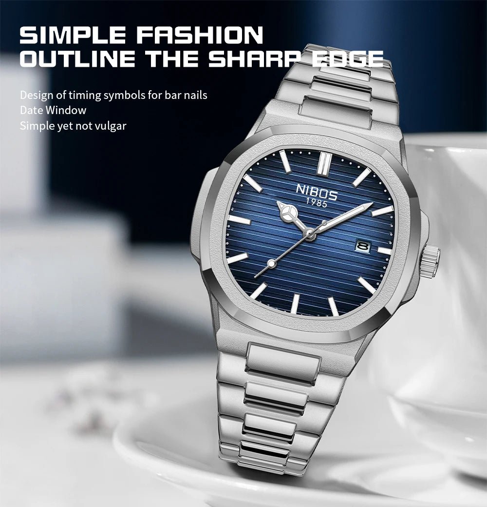 NIBOSI Top Brand Luxury Mens Watches Stainless Steel Quartz Watches For Men Waterproof Sport Watch Men Relogio Masculino - Tara's Tiny Treasures