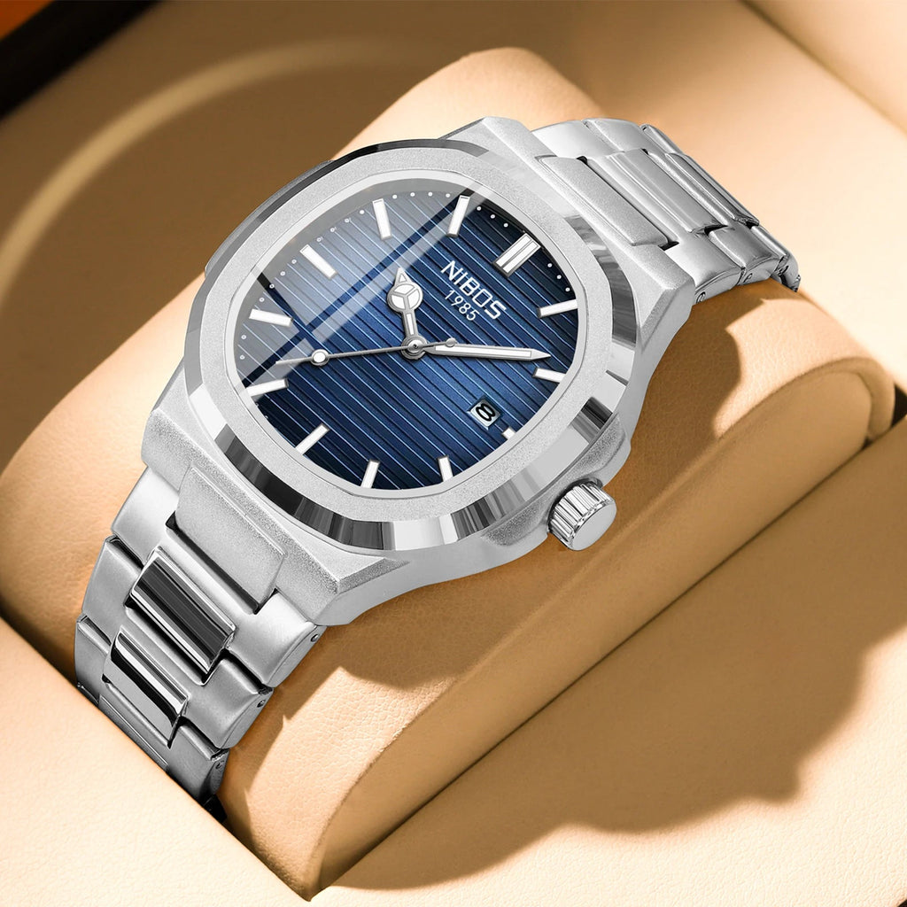 NIBOSI Top Brand Luxury Mens Watches Stainless Steel Quartz Watches For Men Waterproof Sport Watch Men Relogio Masculino - Tara's Tiny Treasures