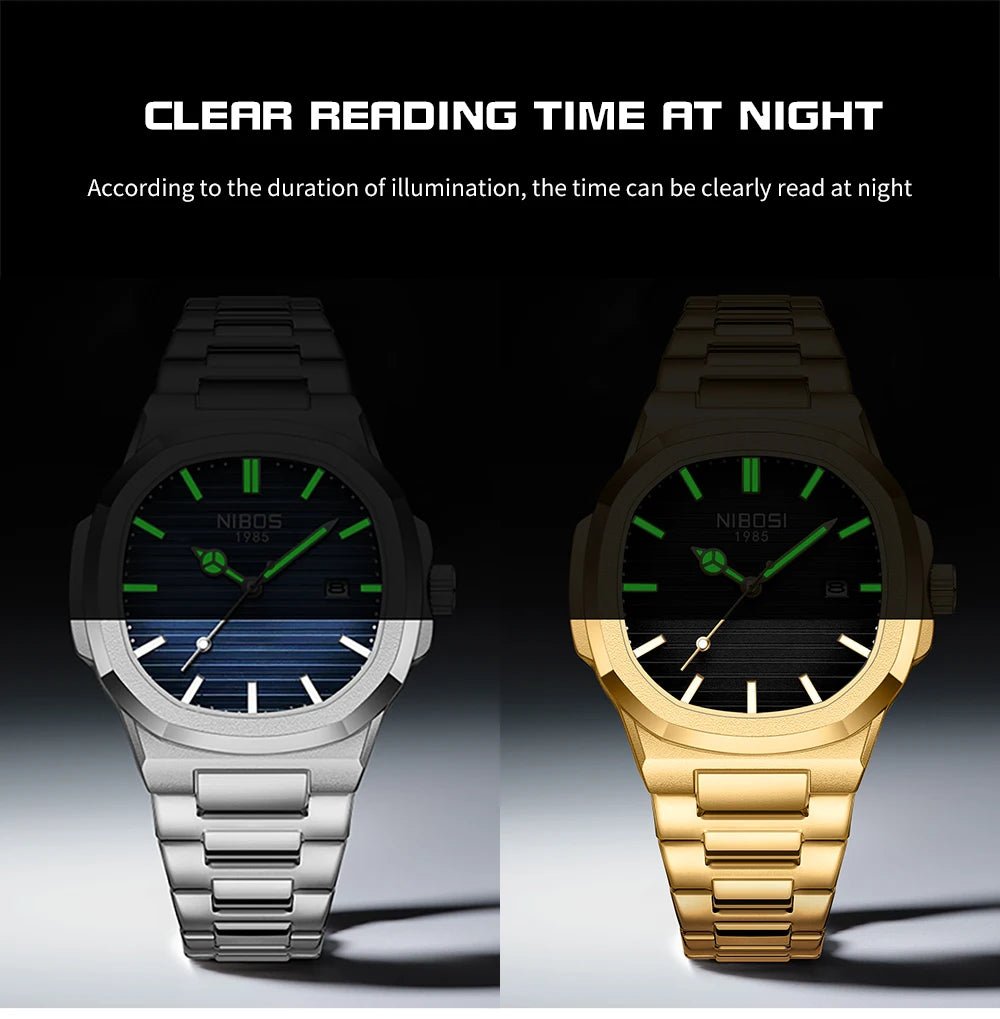 NIBOSI Top Brand Luxury Mens Watches Stainless Steel Quartz Watches For Men Waterproof Sport Watch Men Relogio Masculino - Tara's Tiny Treasures
