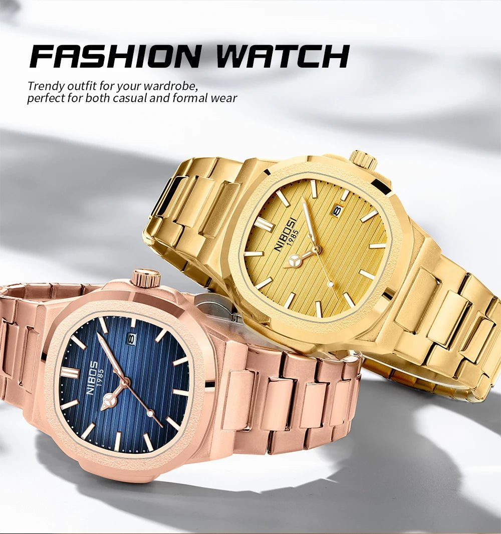 NIBOSI Top Brand Luxury Mens Watches Stainless Steel Quartz Watches For Men Waterproof Sport Watch Men Relogio Masculino - Tara's Tiny Treasures