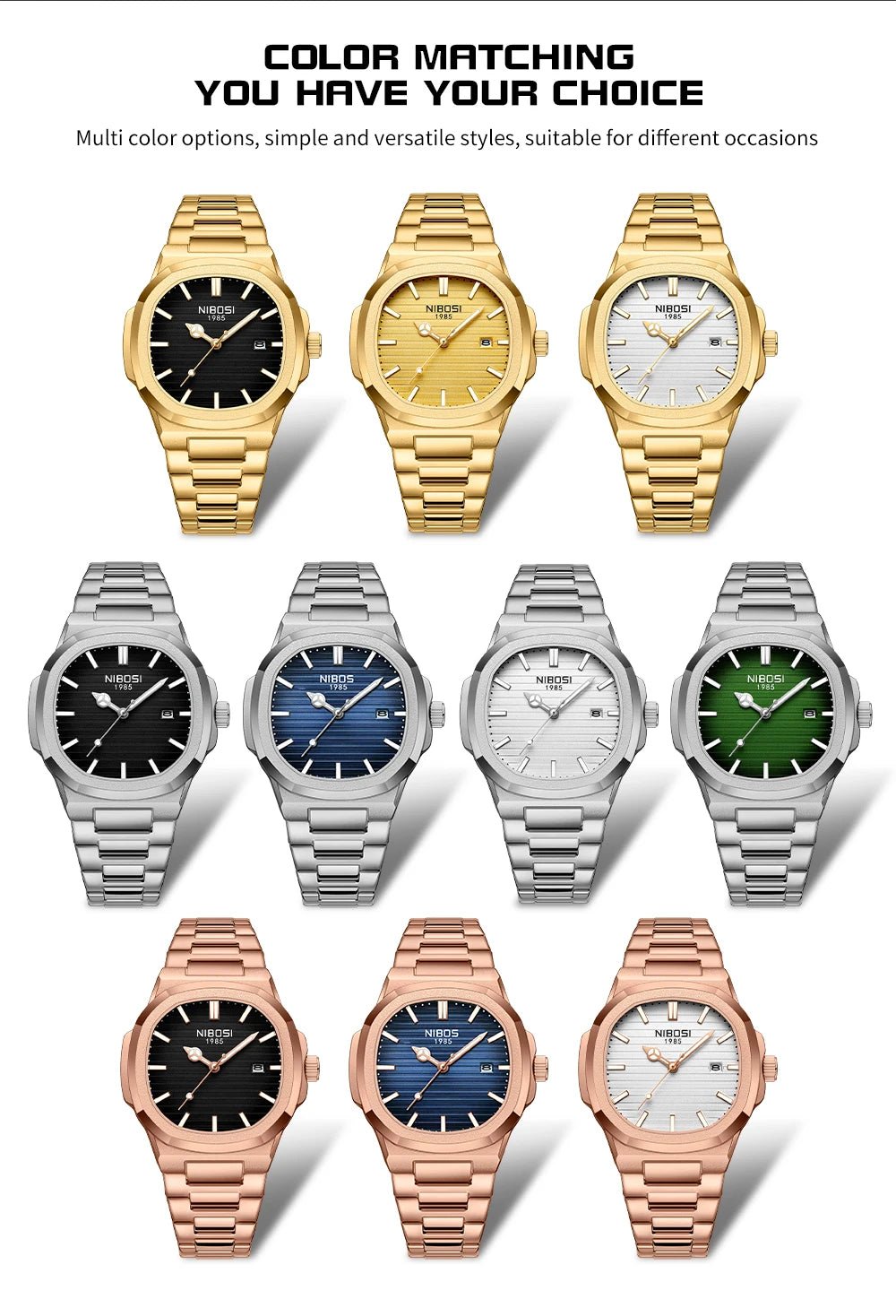 NIBOSI Top Brand Luxury Mens Watches Stainless Steel Quartz Watches For Men Waterproof Sport Watch Men Relogio Masculino - Tara's Tiny Treasures