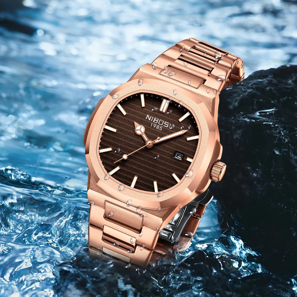 NIBOSI Top Brand Luxury Mens Watches Stainless Steel Quartz Watches For Men Waterproof Sport Watch Men Relogio Masculino - Tara's Tiny Treasures