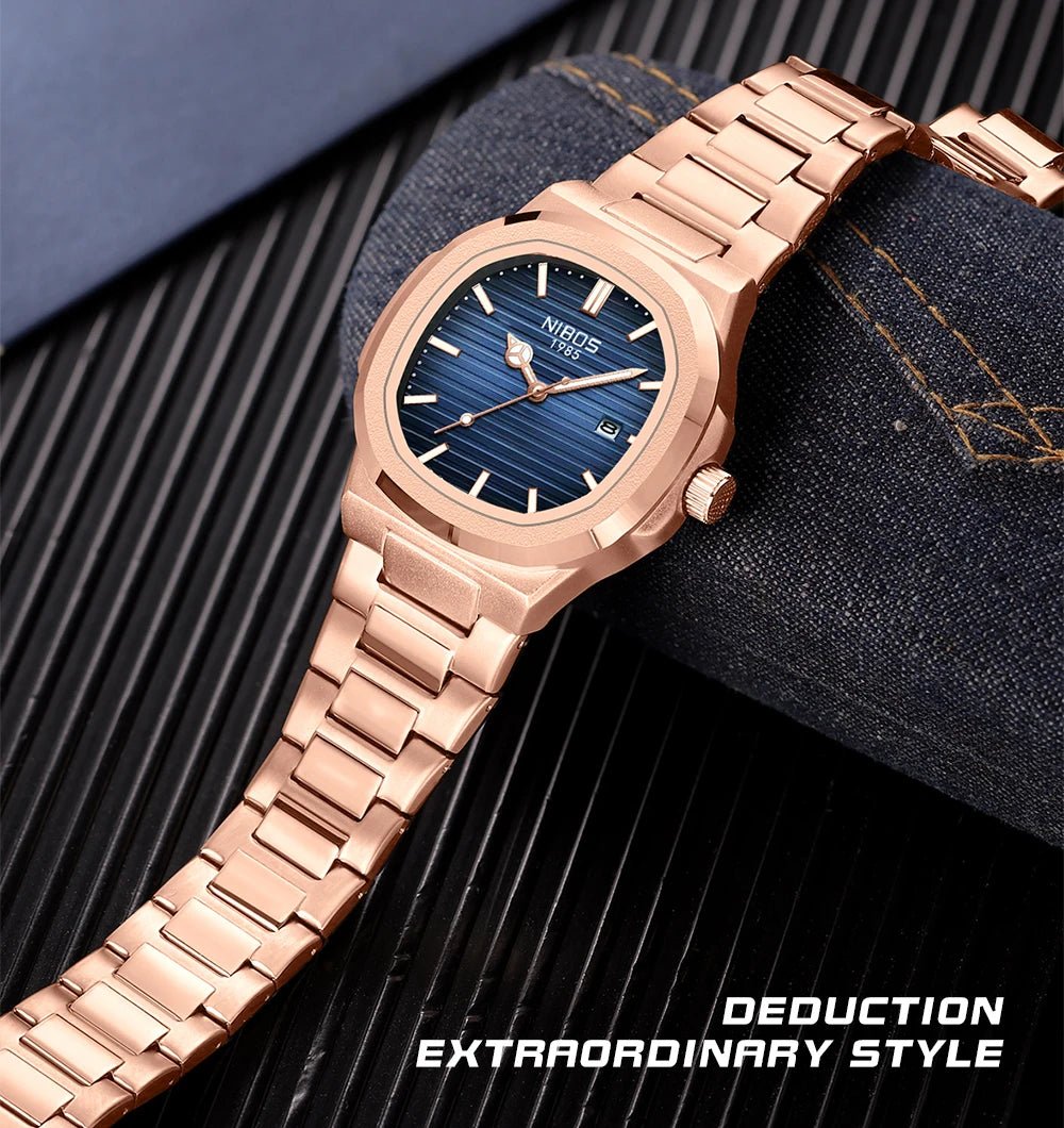 NIBOSI Top Brand Luxury Mens Watches Stainless Steel Quartz Watches For Men Waterproof Sport Watch Men Relogio Masculino - Tara's Tiny Treasures