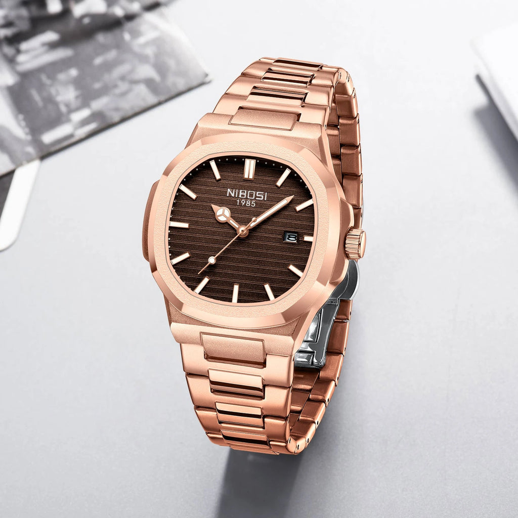 NIBOSI Top Brand Luxury Mens Watches Stainless Steel Quartz Watches For Men Waterproof Sport Watch Men Relogio Masculino - Tara's Tiny Treasures