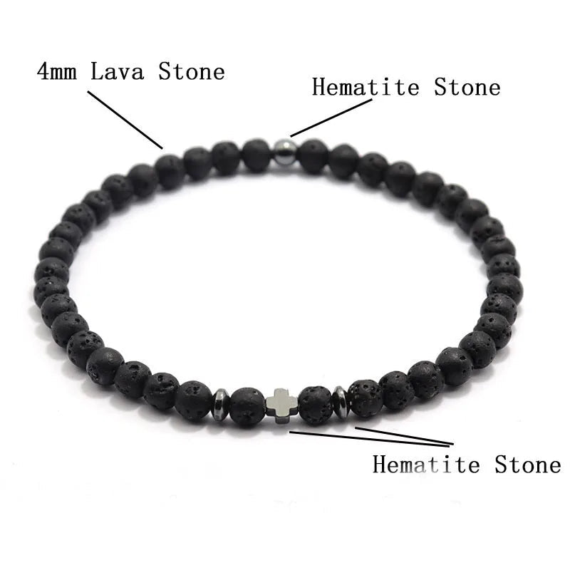 Noter Men Bracelet 6 Colors 4mm Beads Strand Braslet Natural Hematite Stone Healing Braclet Meditation Yoga Accessories Joias - Tara's Tiny Treasures