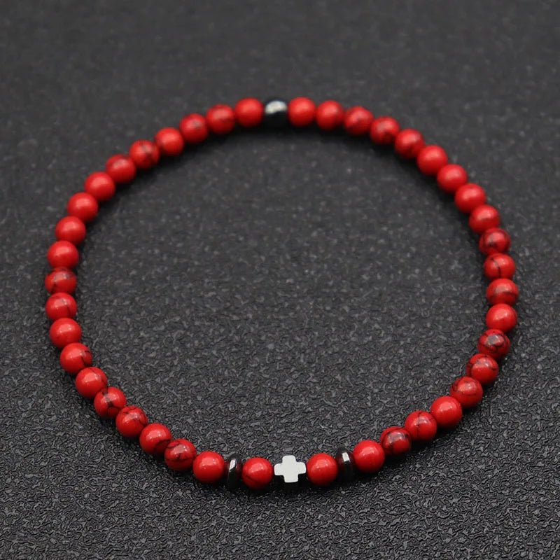 Noter Men Bracelet 6 Colors 4mm Beads Strand Braslet Natural Hematite Stone Healing Braclet Meditation Yoga Accessories Joias - Tara's Tiny Treasures