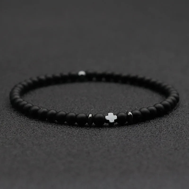 Noter Men Bracelet 6 Colors 4mm Beads Strand Braslet Natural Hematite Stone Healing Braclet Meditation Yoga Accessories Joias - Tara's Tiny Treasures