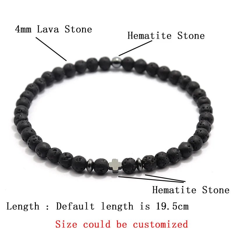 Noter Men Bracelet 6 Colors 4mm Beads Strand Braslet Natural Hematite Stone Healing Braclet Meditation Yoga Accessories Joias - Tara's Tiny Treasures