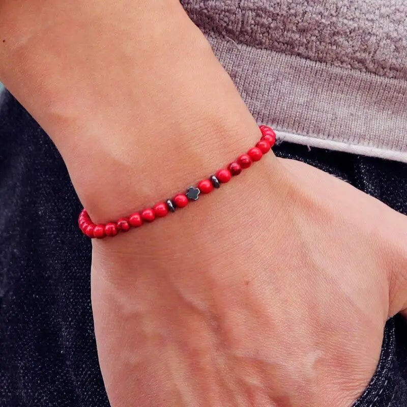 Noter Men Bracelet 6 Colors 4mm Beads Strand Braslet Natural Hematite Stone Healing Braclet Meditation Yoga Accessories Joias - Tara's Tiny Treasures