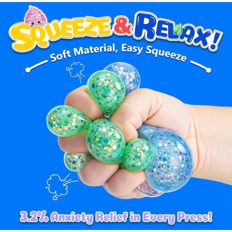 Novelty Squishy Poo Stress Ball Squishies Toys Glitter Funny Stretch Squeeze Fidget Toys for Kids Adults Fool's Day Prank Gift - Tara's Tiny Treasures