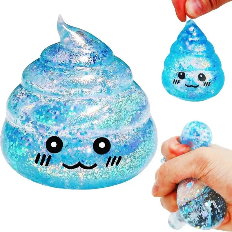 Novelty Squishy Poo Stress Ball Squishies Toys Glitter Funny Stretch Squeeze Fidget Toys for Kids Adults Fool's Day Prank Gift - Tara's Tiny Treasures