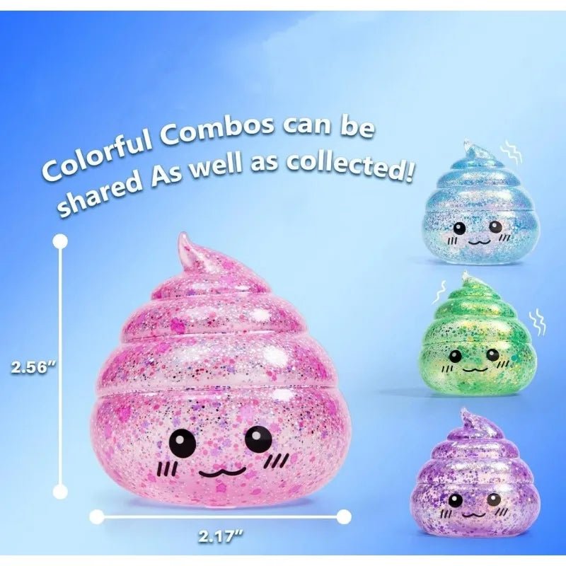 Novelty Squishy Poo Stress Ball Squishies Toys Glitter Funny Stretch Squeeze Fidget Toys for Kids Adults Fool's Day Prank Gift - Tara's Tiny Treasures